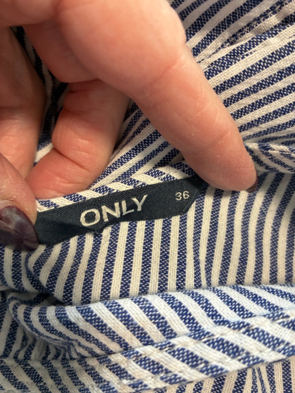 Only - Blue and White Striped Tie-Front Long Sleeve Top - Picture 7 of 12